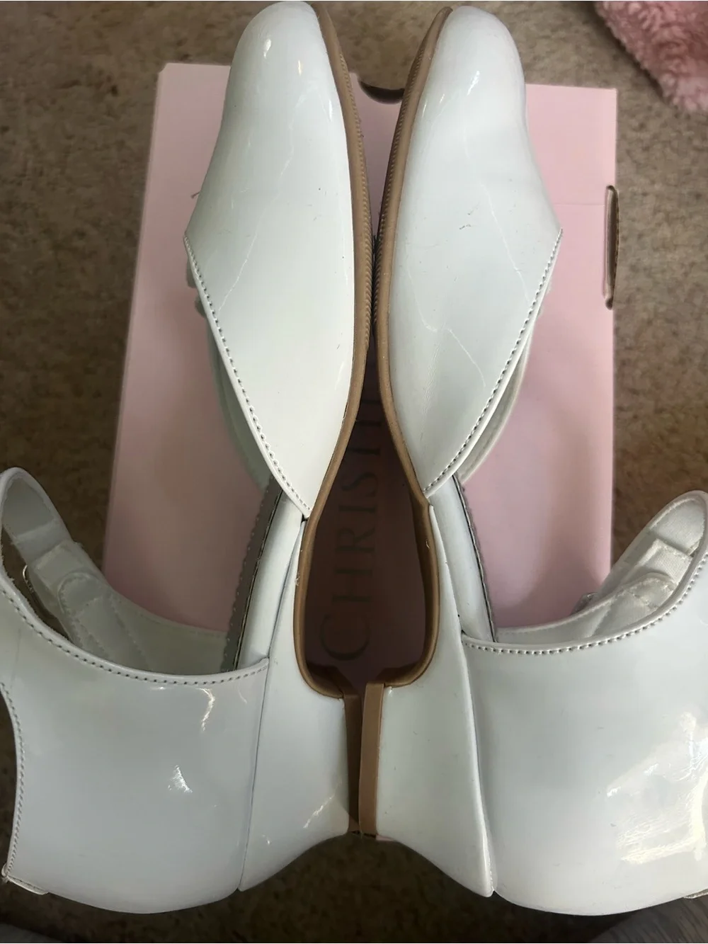 Christie & Jill Girls' White Mary Jane Dress Shoes with Flower Accent